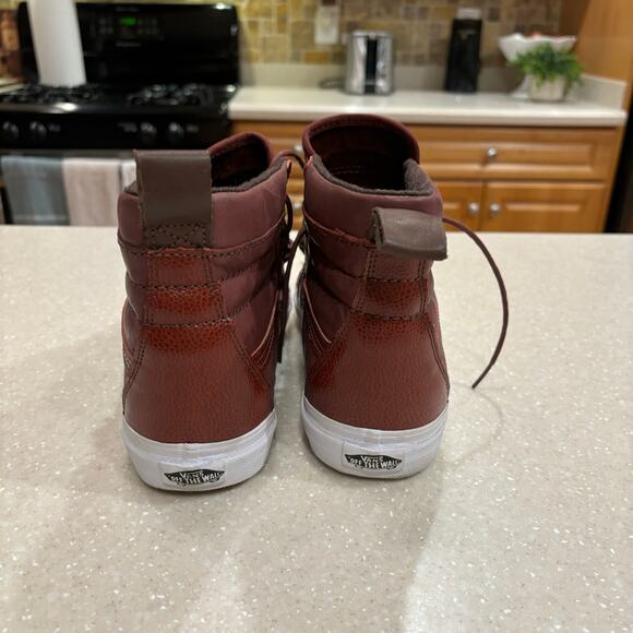Vans Unisex Size 8M/9.5W Burgundy Leather Hi-Cut Vintage Lace Up Skate Shoes - Picture 10 of 11